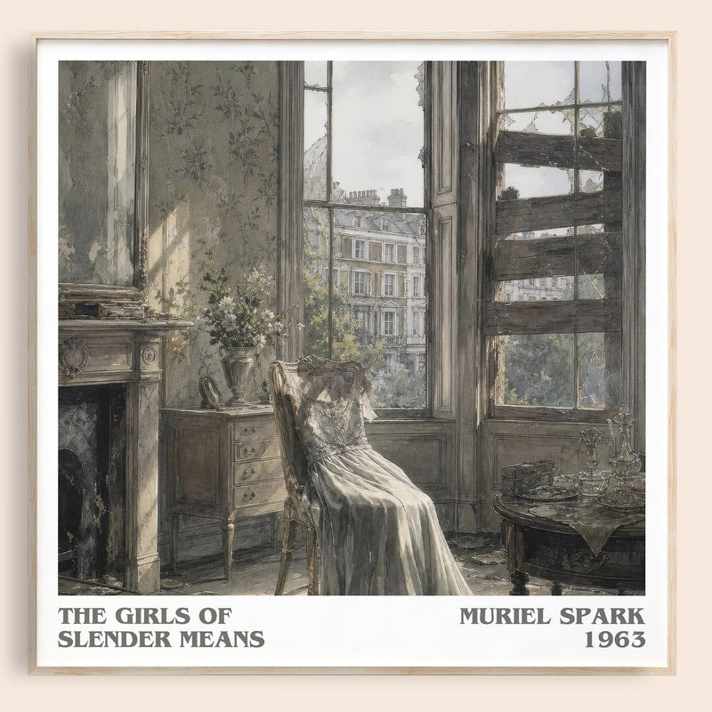 The Girls of Slender Means literary book poster by Muriel Spark – framed literary art print