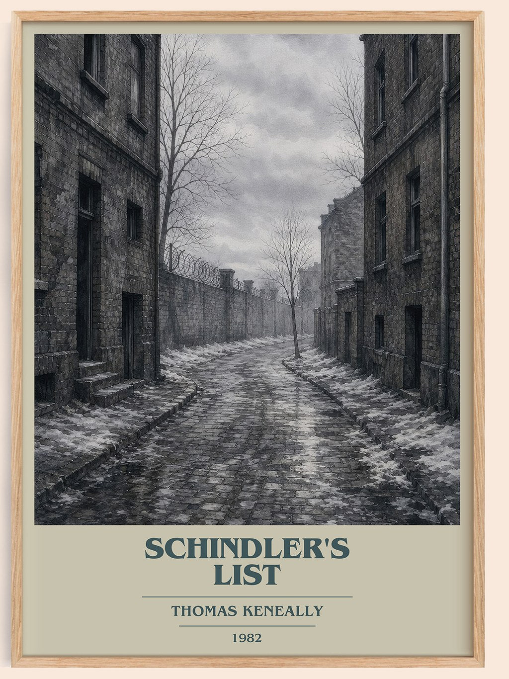 Schindler's List book cover book poster by Thomas Keneally – framed literary art print