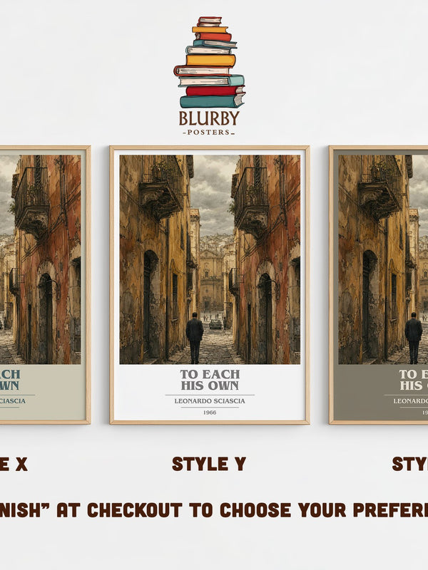 To Each His Own book cover print in frame leaning in hallway – crime wall art