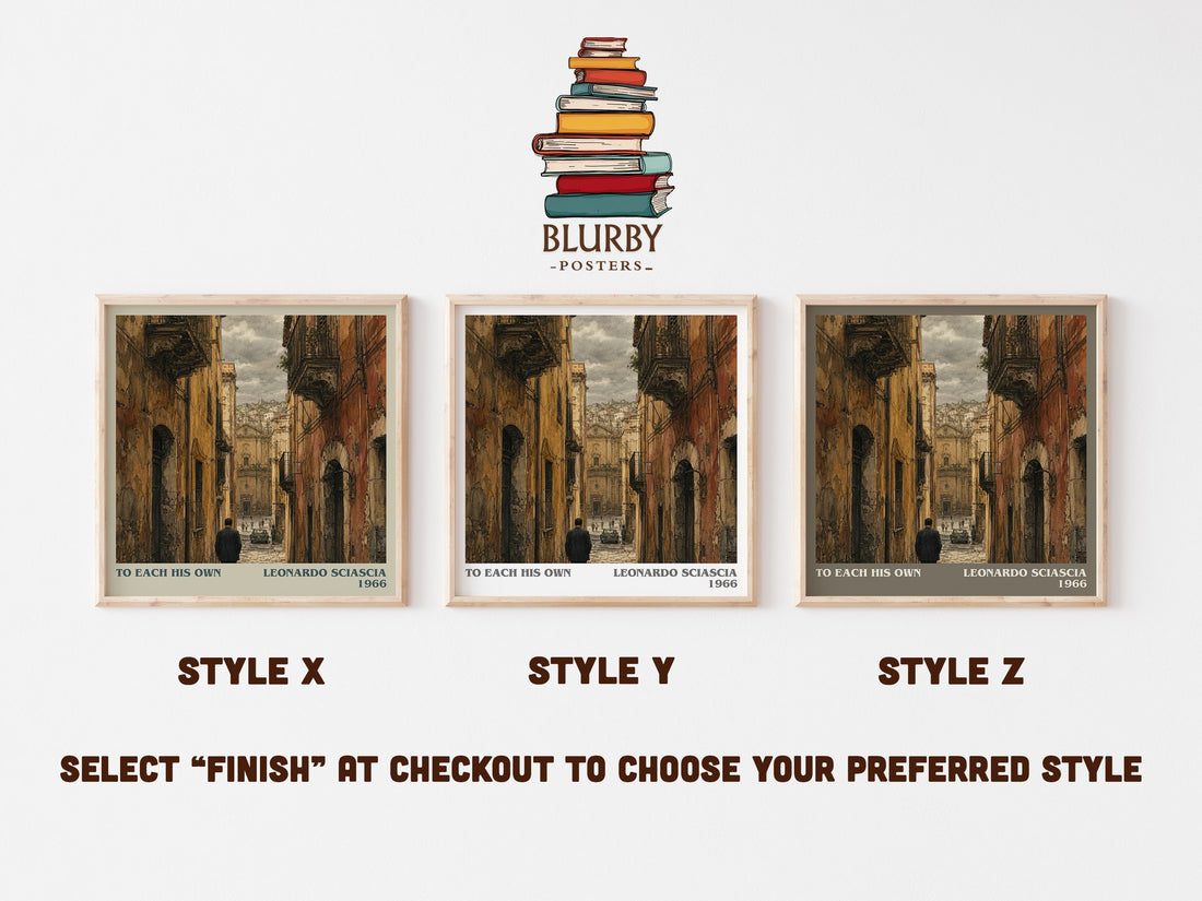 To Each His Own literary print in frame leaning in hallway – crime wall art (mockup)