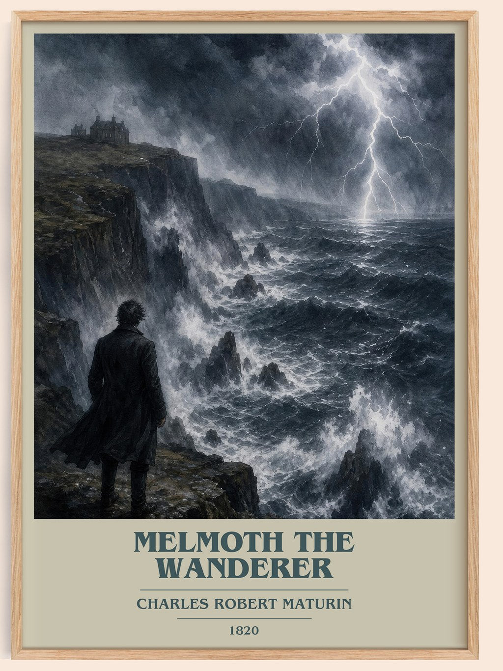 Melmoth the Wanderer book cover book poster by Charles Robert Maturin – framed literary art print