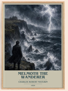 Melmoth the Wanderer book cover book poster by Charles Robert Maturin – framed literary art print