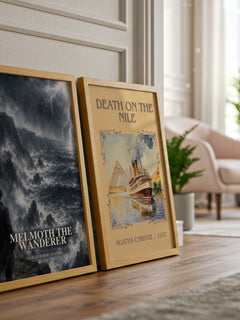 Melmoth the Wanderer watercolour print framed by window – literary home decor