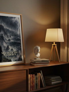 Melmoth the Wanderer watercolour print on bookshelf – Charles Robert Maturin fan gift