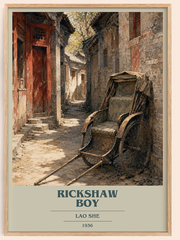 Rickshaw Boy book cover book poster by Lao She – framed literary art print