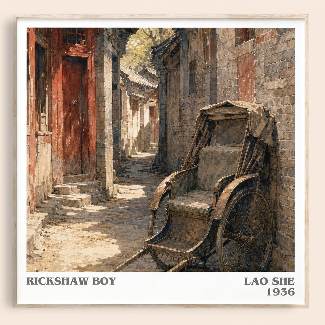Rickshaw Boy literary book poster by Lao She – framed literary art print