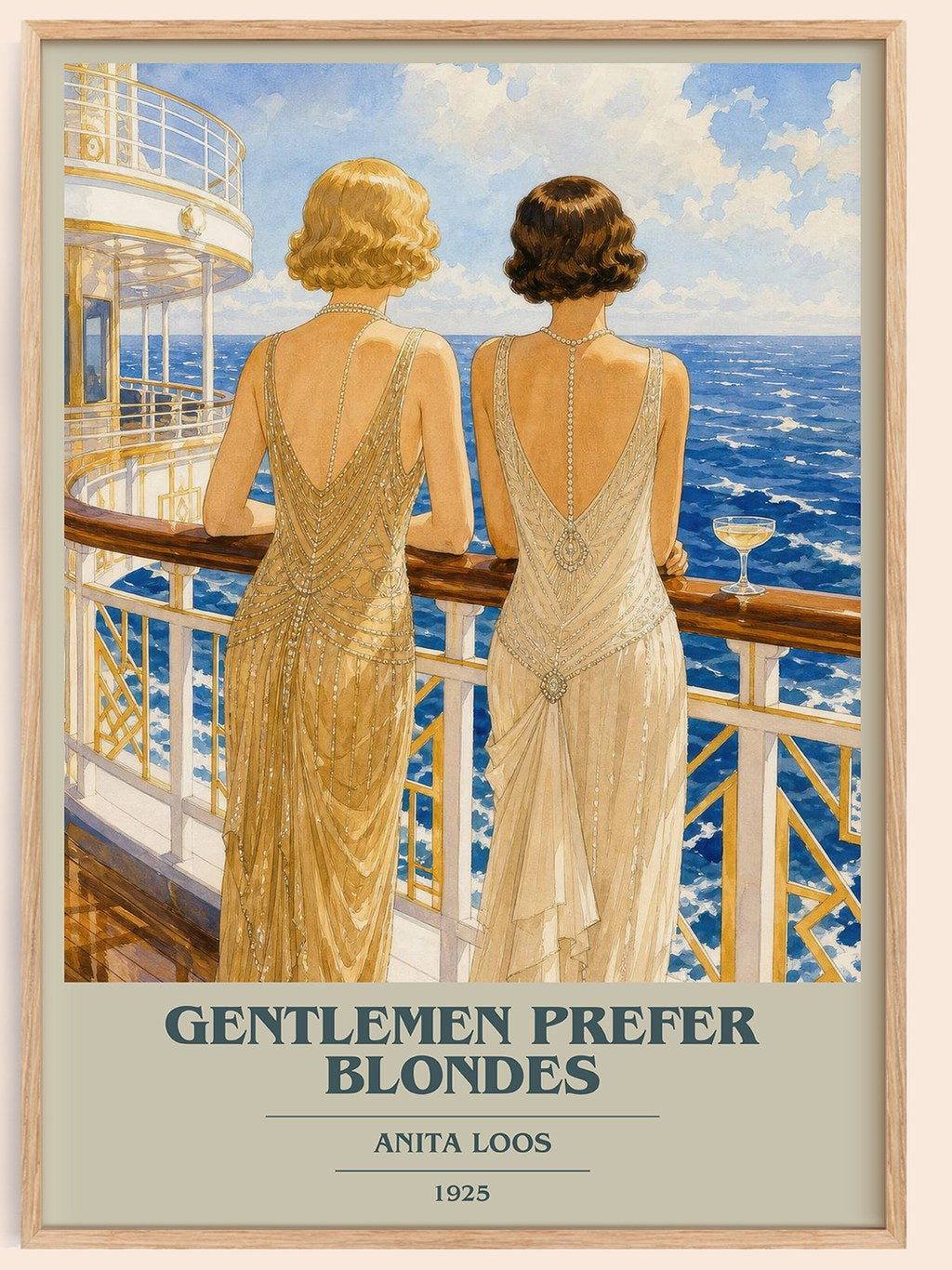 Gentlemen Prefer Blondes book cover book poster by Anita Loos – framed literary art print