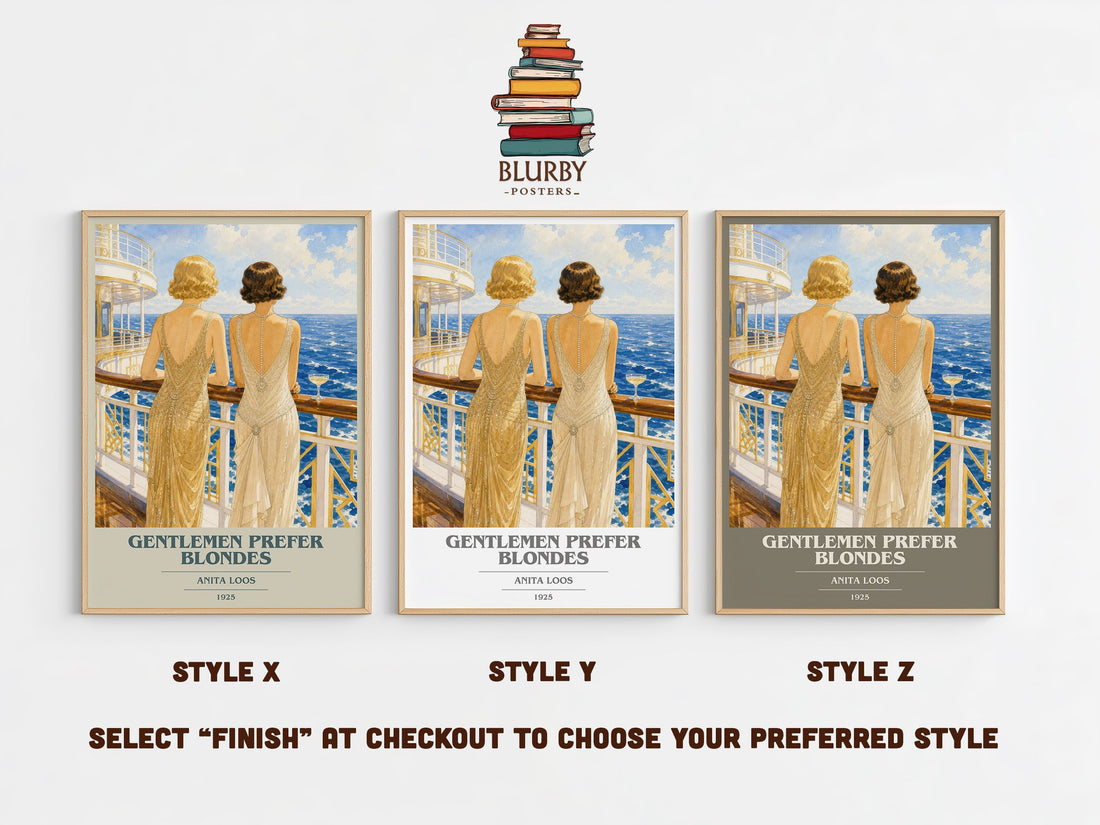 Gentlemen Prefer Blondes book cover print in frame leaning in hallway – satire wall art