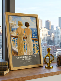 Gentlemen Prefer Blondes book cover print framed by window – literary home decor