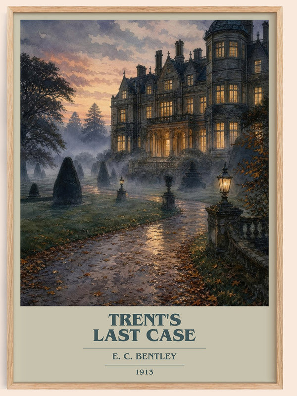 Trent's Last Case book cover book poster by E. C. Bentley – framed literary art print