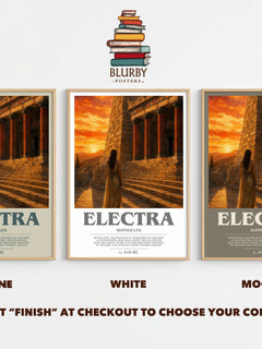 Electra bookish print framed by window – Stone, White and Mocha side by side – choose your colour