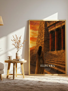 Electra watercolour print in frame leaning in hallway – classic literature wall art