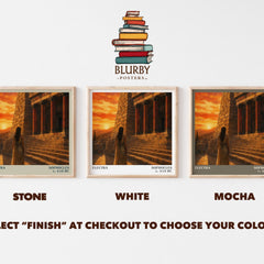 Electra literary print framed by window – Stone, White and Mocha square prints side by side – choose your colour