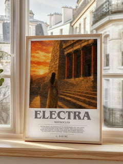 Electra bookish print in frame leaning in hallway – classic literature wall art
