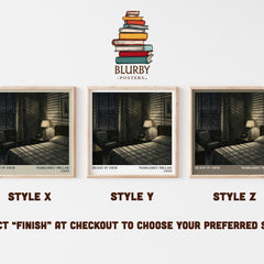 Beast In View literary print in frame leaning in hallway – mystery wall art