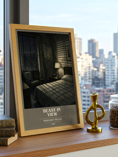 Beast In View book cover print framed by window – literary home decor