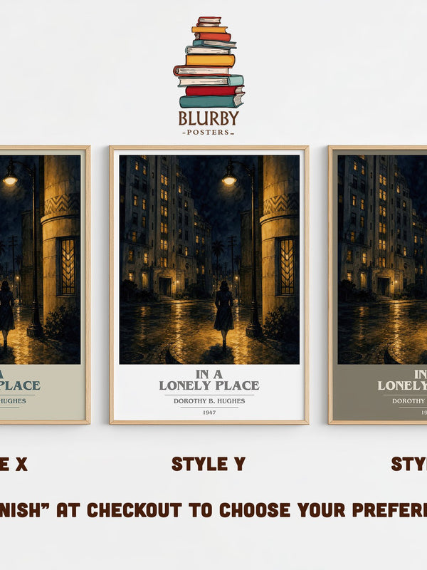 In A Lonely Place book cover print in frame leaning in hallway – crime wall art