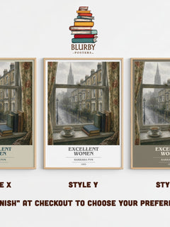 Excellent Women book cover print in frame leaning in hallway – literary fiction wall art