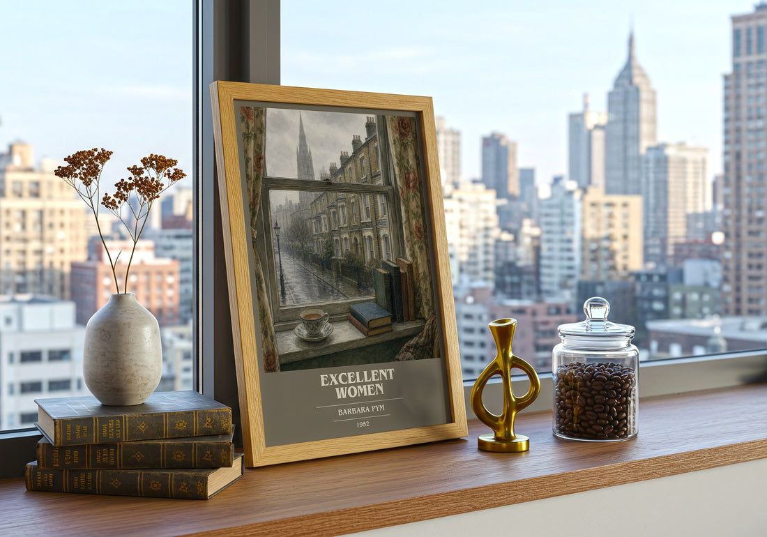 Excellent Women book cover print framed by window – literary home decor