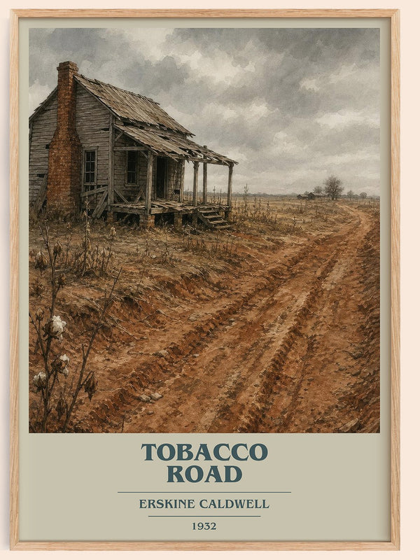 Tobacco Road book cover book poster by Erskine Caldwell – framed literary art print