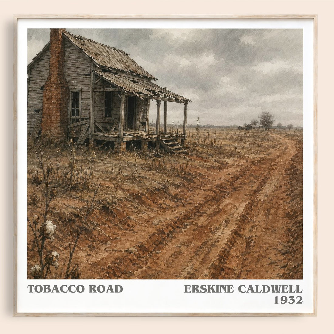 Tobacco Road literary book poster by Erskine Caldwell – framed literary art print
