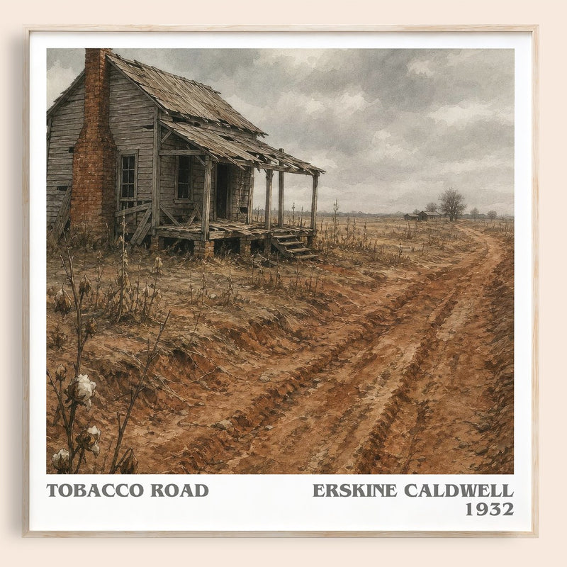 Tobacco Road literary book poster by Erskine Caldwell – framed literary art print