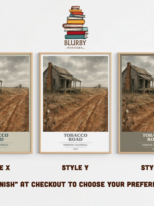 Tobacco Road book cover print in frame leaning in hallway – literary fiction wall art