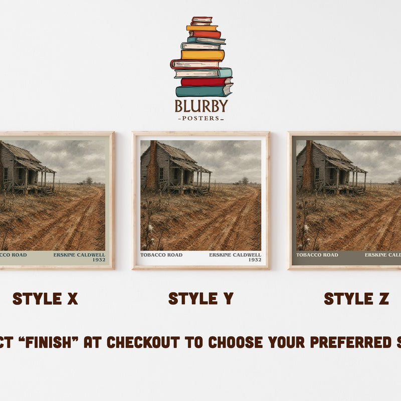 Tobacco Road literary print in frame leaning in hallway – literary fiction wall art