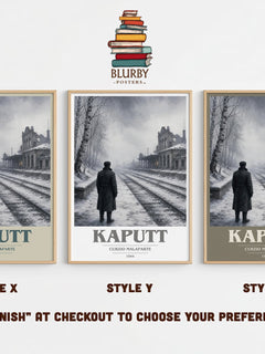 Kaputt book cover print in frame leaning in hallway – memoir wall art