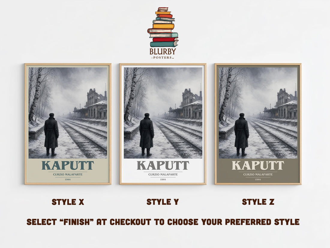 Kaputt book cover print in frame leaning in hallway – memoir wall art