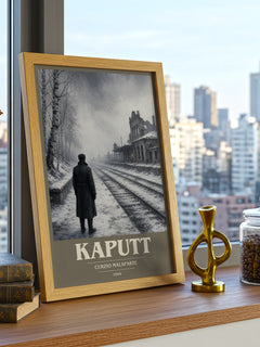 Kaputt book cover print framed by window – literary home decor