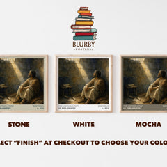The Consolation of Philosophy literary print framed by window – Stone, White and Mocha square prints side by side – choose your colour