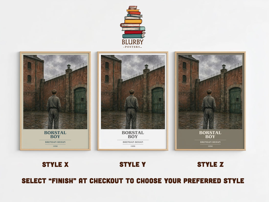 Borstal Boy book cover print in frame leaning in hallway – memoir wall art (mockup)