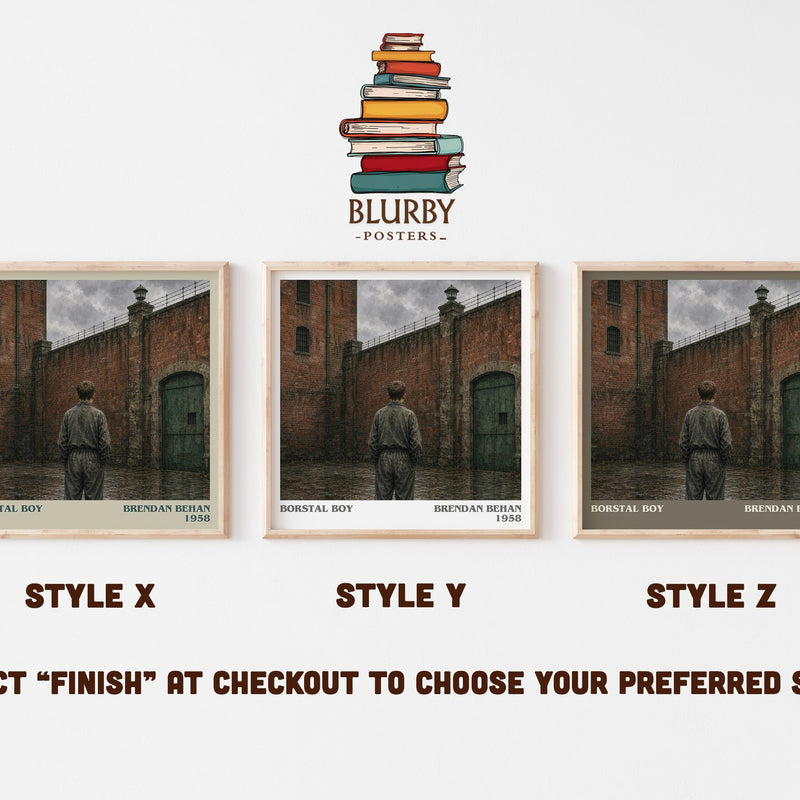 Borstal Boy literary print in frame leaning in hallway – memoir wall art