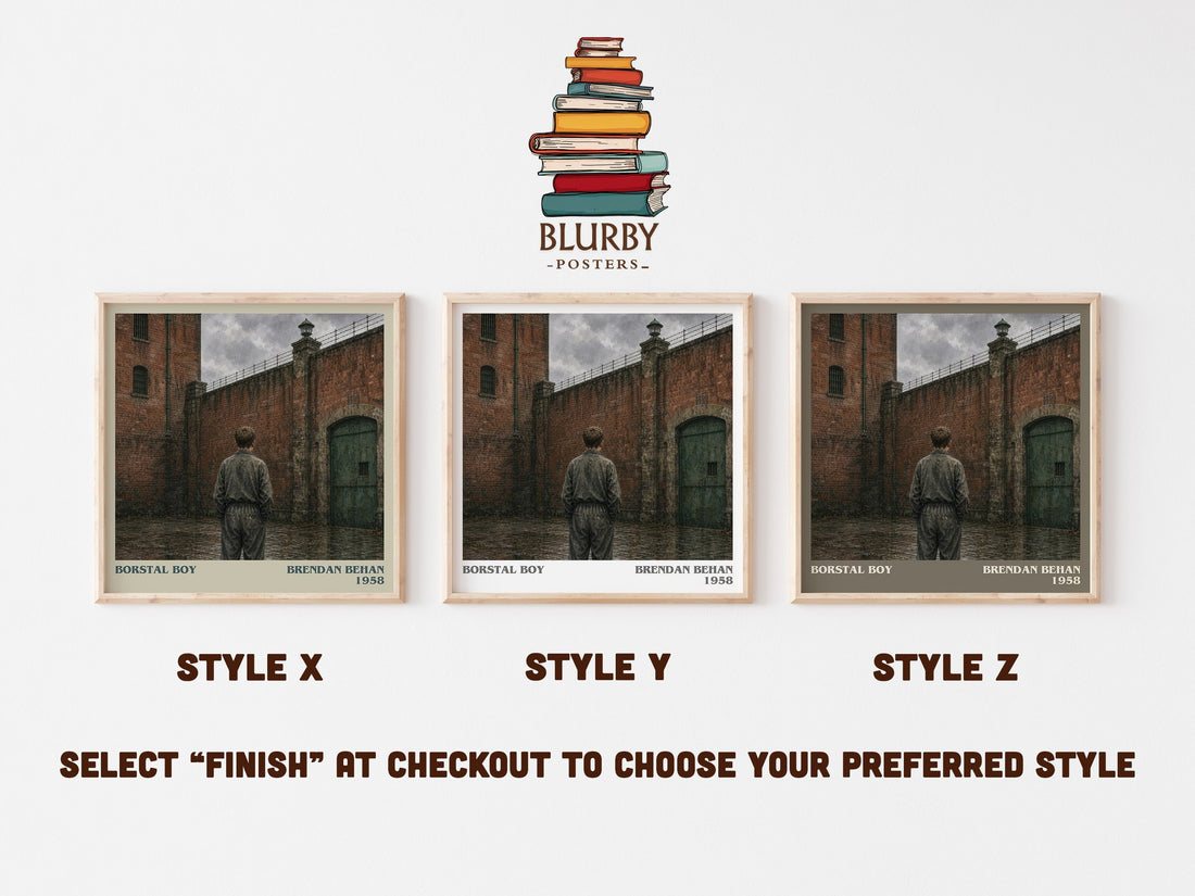 Borstal Boy literary print in frame leaning in hallway – memoir wall art (mockup)
