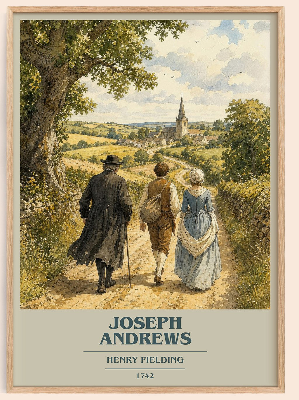 Joseph Andrews book cover book poster by Henry Fielding – framed literary art print