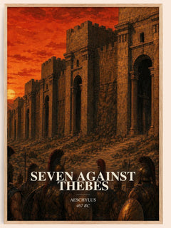 Seven Against Thebes watercolour book poster by Aeschylus – framed literary art print