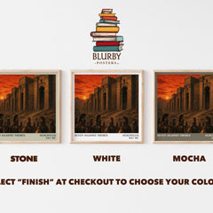 Seven Against Thebes literary print framed by window – Stone, White and Mocha square prints side by side – choose your colour