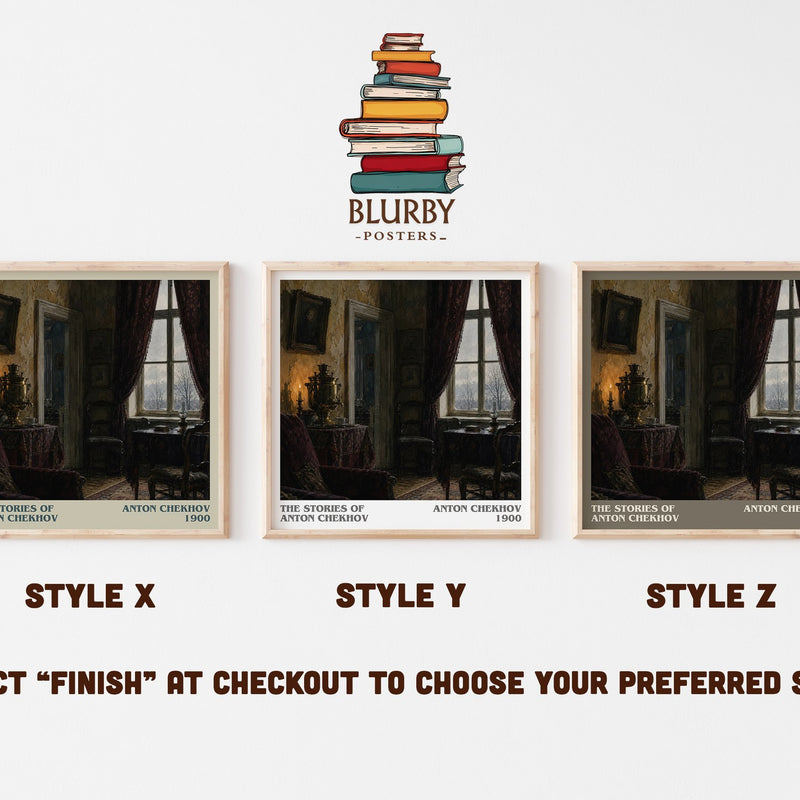 The Stories of Anton Chekhov literary print in frame leaning in hallway – literary fiction wall art