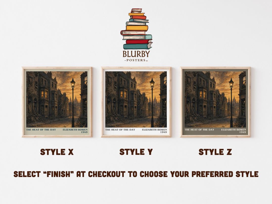The Heat of the Day literary print in frame leaning in hallway – literary fiction wall art