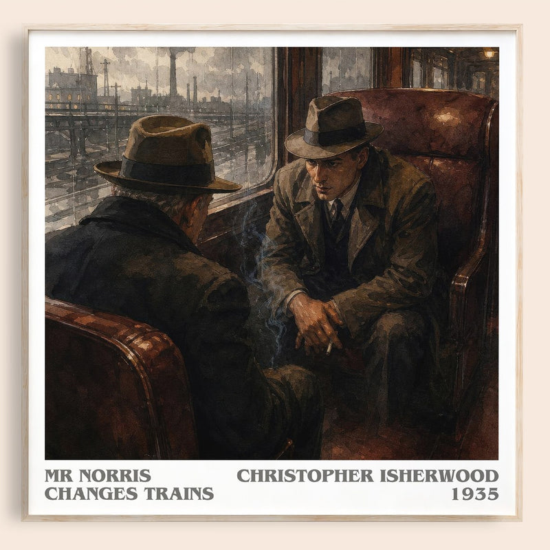 Mr Norris Changes Trains literary book poster by Christopher Isherwood – framed literary art print