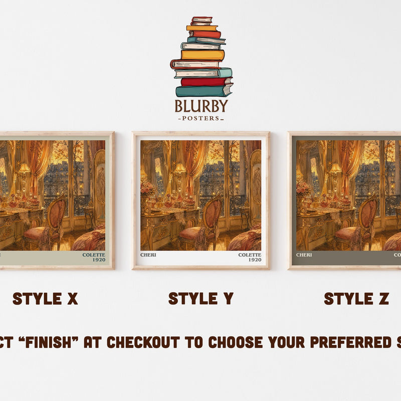 Cheri literary print in frame leaning in hallway – literary fiction wall art