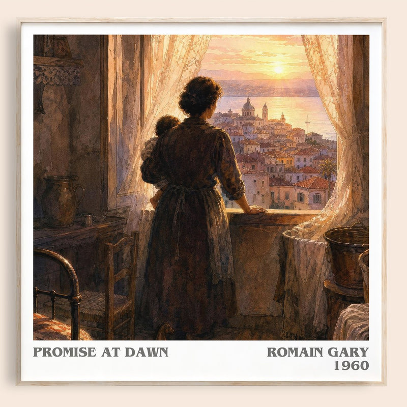 Promise at Dawn literary book poster by Romain Gary – framed literary art print
