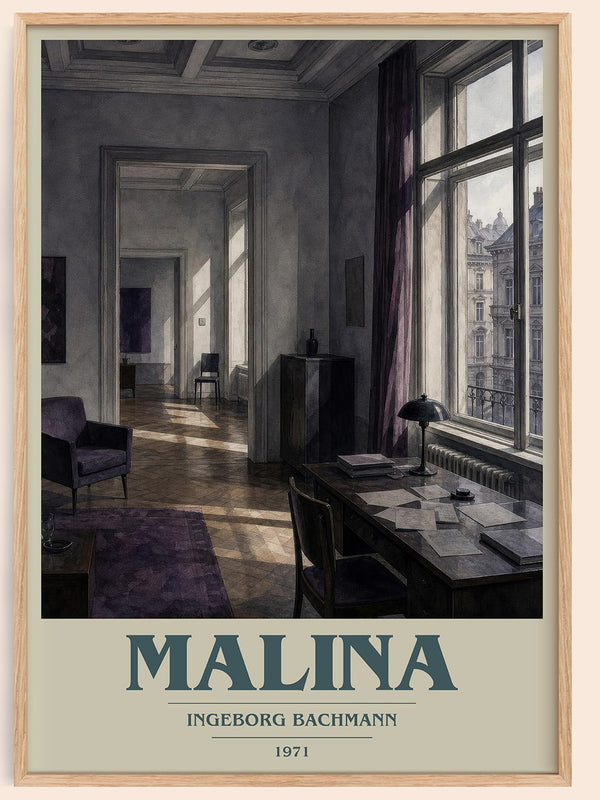 Malina book cover book poster by Ingeborg Bachmann – framed literary art print