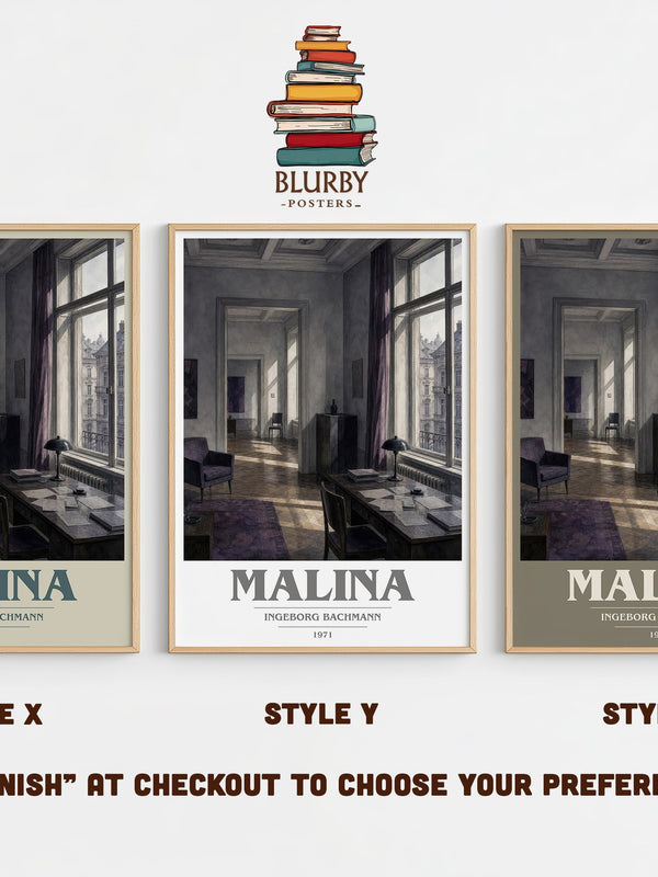Malina book cover print in frame leaning in hallway – literary fiction wall art