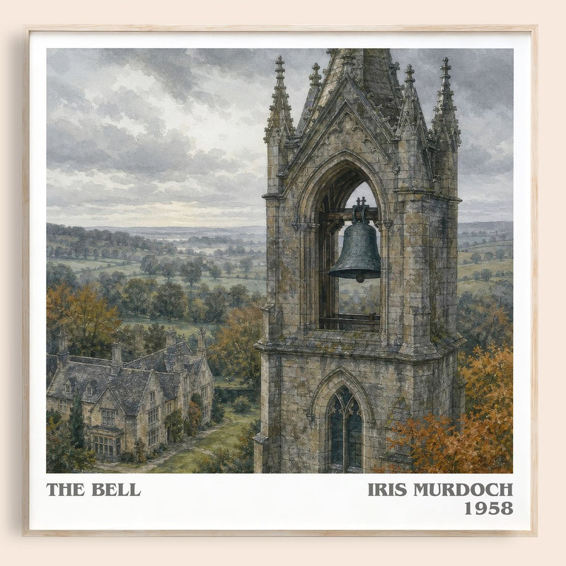 The Bell literary book poster by Iris Murdoch – framed literary art print