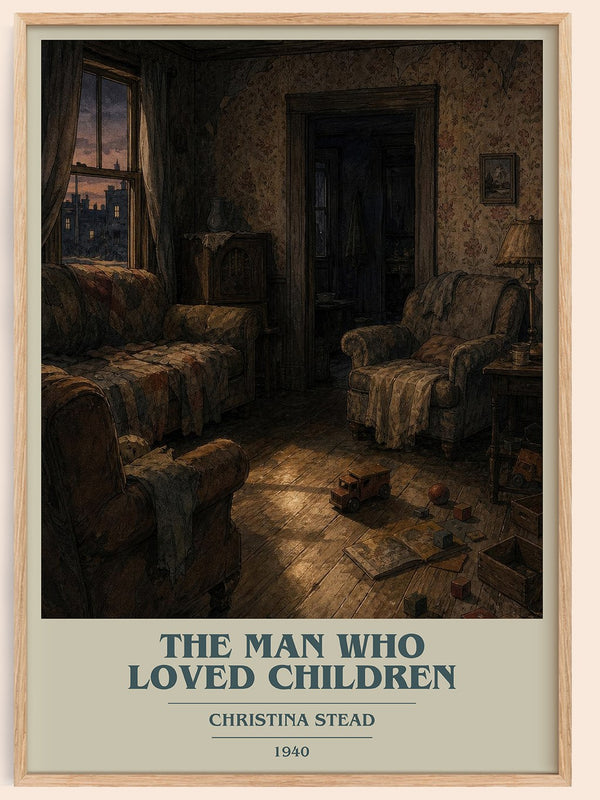 The Man Who Loved Children book cover book poster by Christina Stead – framed literary art print