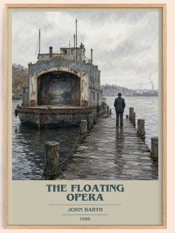 The Floating Opera book cover book poster by John Barth – framed literary art print