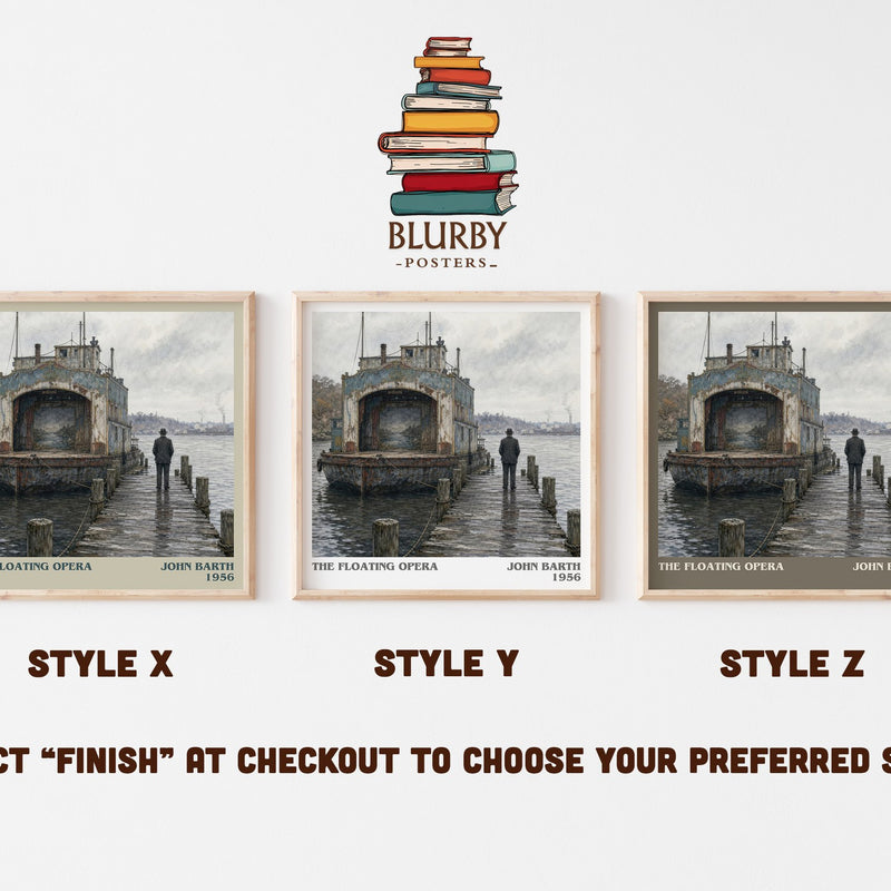 The Floating Opera literary print in frame leaning in hallway – literary fiction wall art