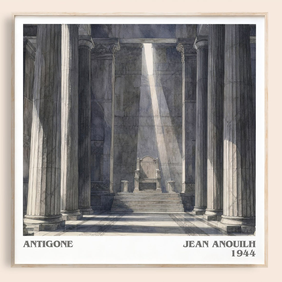 Antigone literary book poster by Jean Anouilh – framed literary art print